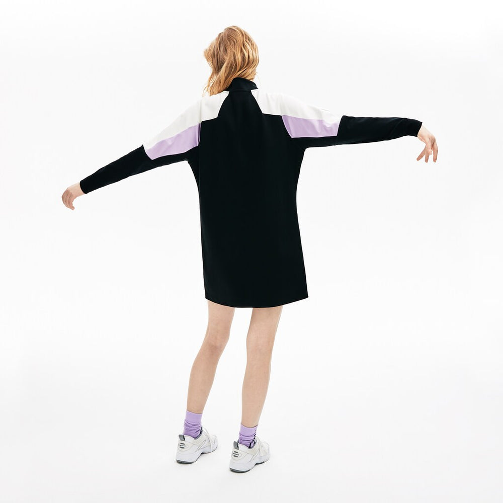 Women's LIVE Colorblock Cotton Zip Sweatshirt Dress / Lacoste