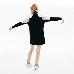 Women's LIVE Colorblock Cotton Zip Sweatshirt Dress / Lacoste