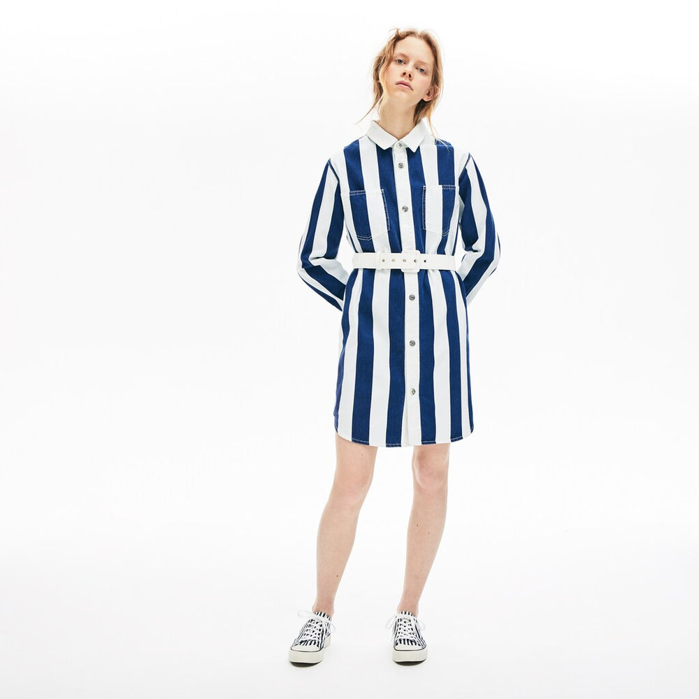 Women's LIVE Striped Cotton Shirtdress / Lacoste