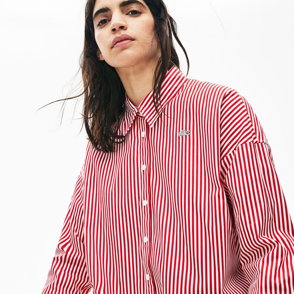 Women's LIVE Boxy-Fit Striped Cotton Shirt / Lacoste