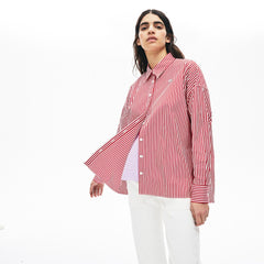 Women's LIVE Boxy-Fit Striped Cotton Shirt / Lacoste