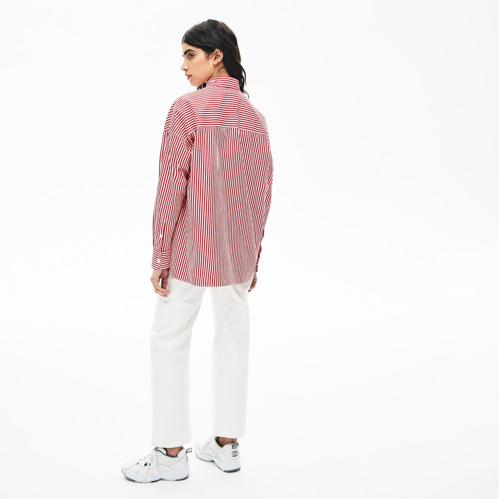 Women's LIVE Boxy-Fit Striped Cotton Shirt / Lacoste