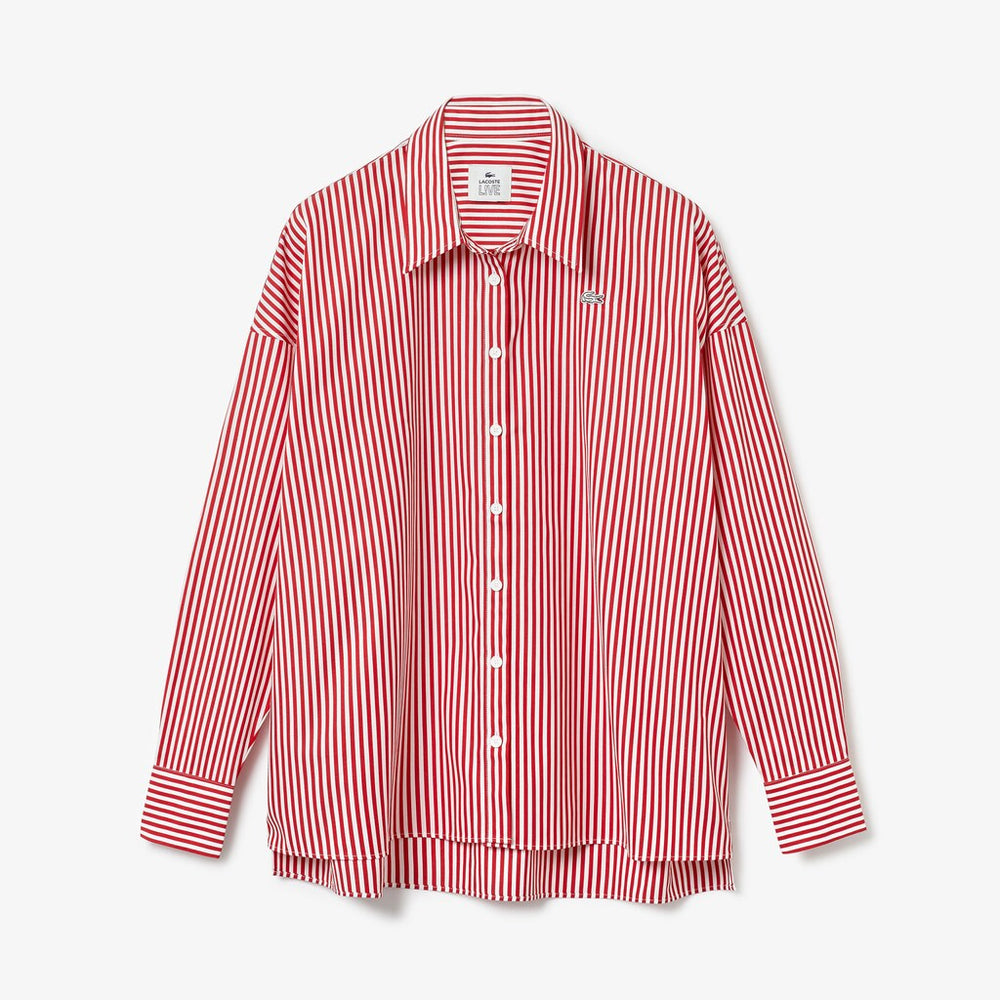 Women's LIVE Boxy-Fit Striped Cotton Shirt / Lacoste