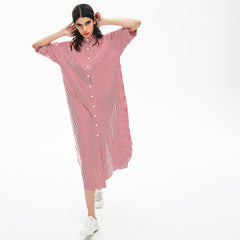 Women's LIVE Striped Cotton Maxi Dress / Lacoste
