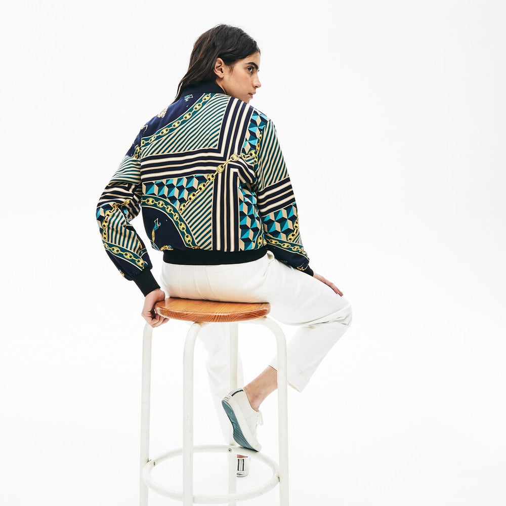 Women's LIVE Lightweight Scarf-Print Bomber Jacket / Lacoste