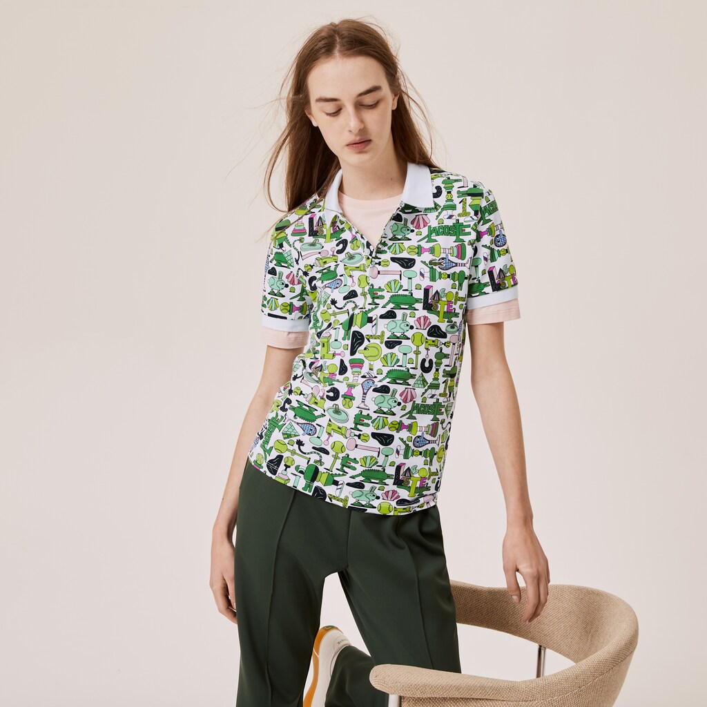 Unisex Lacoste x Jeremyville Print Regular Fit Piqué Polo Shirt / Lacoste