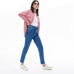 Women's LIVE High-Rise Washed Cotton Jeans / Lacoste