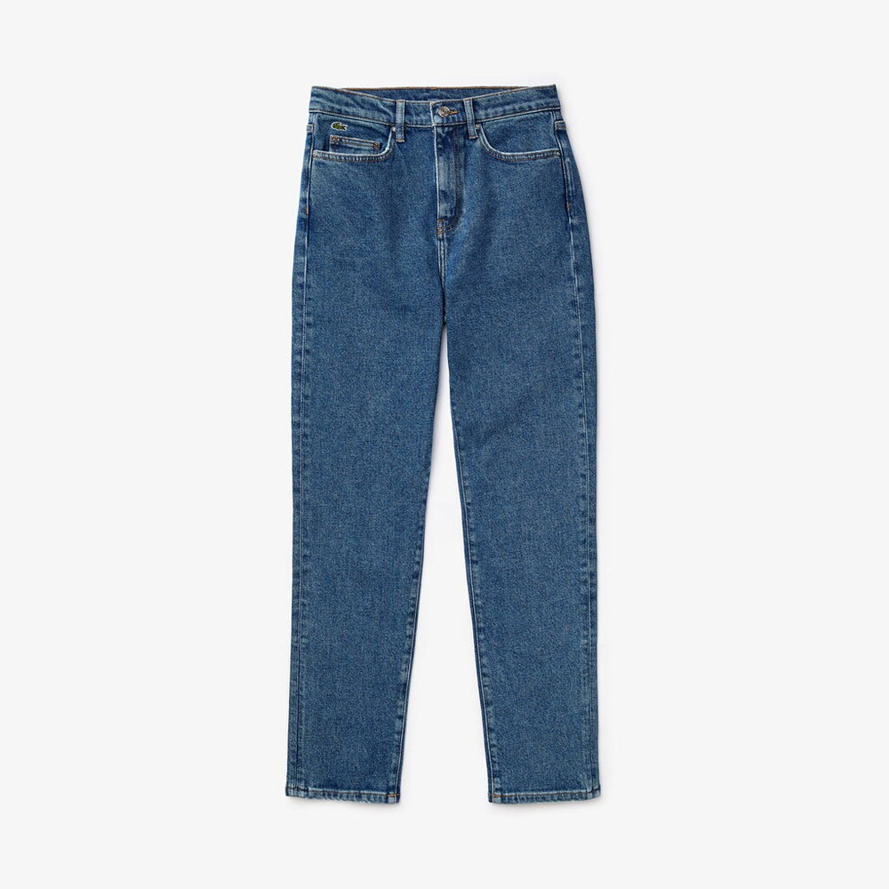 Women's LIVE High-Rise Washed Cotton Jeans / Lacoste