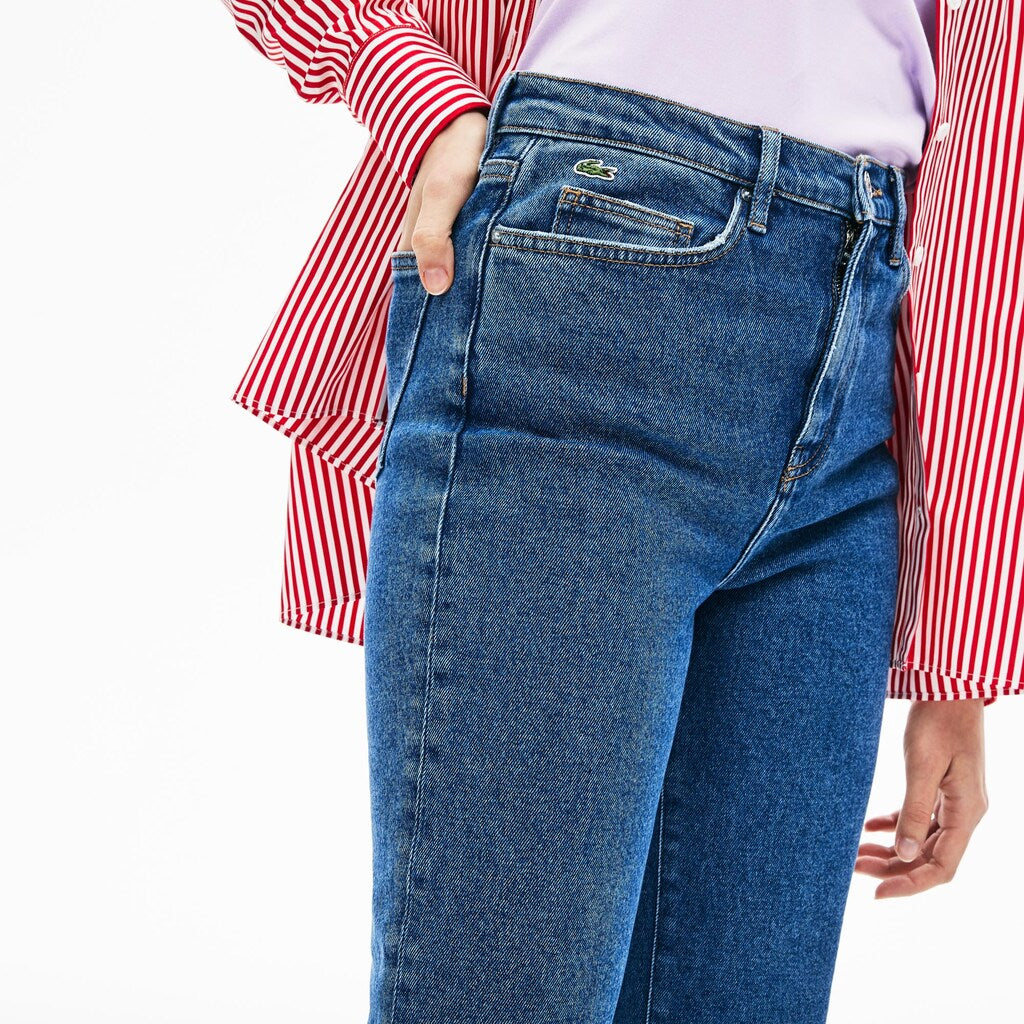 Women's LIVE High-Rise Washed Cotton Jeans / Lacoste