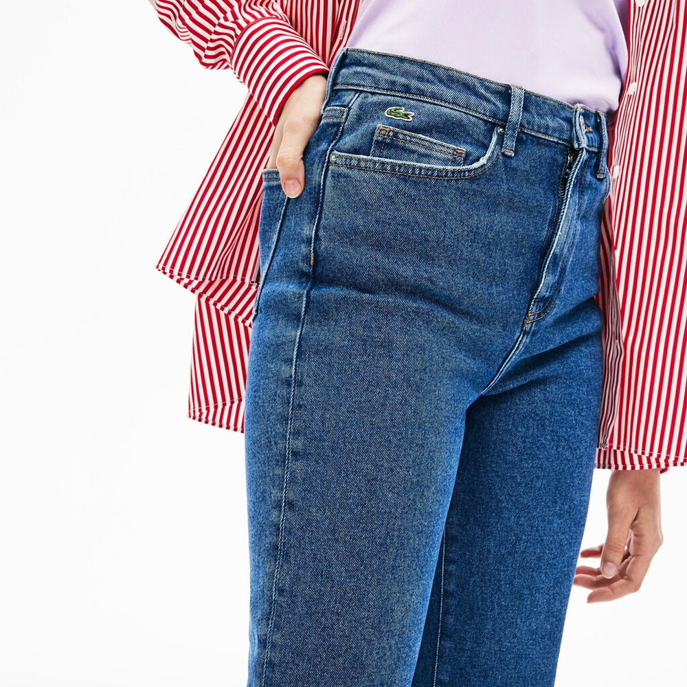 Women's LIVE High-Rise Washed Cotton Jeans / Lacoste