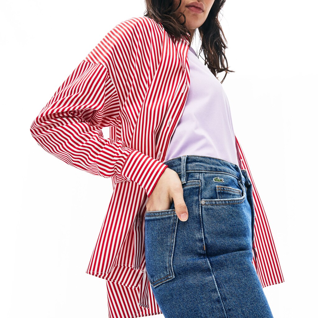 Women's LIVE High-Rise Washed Cotton Jeans / Lacoste