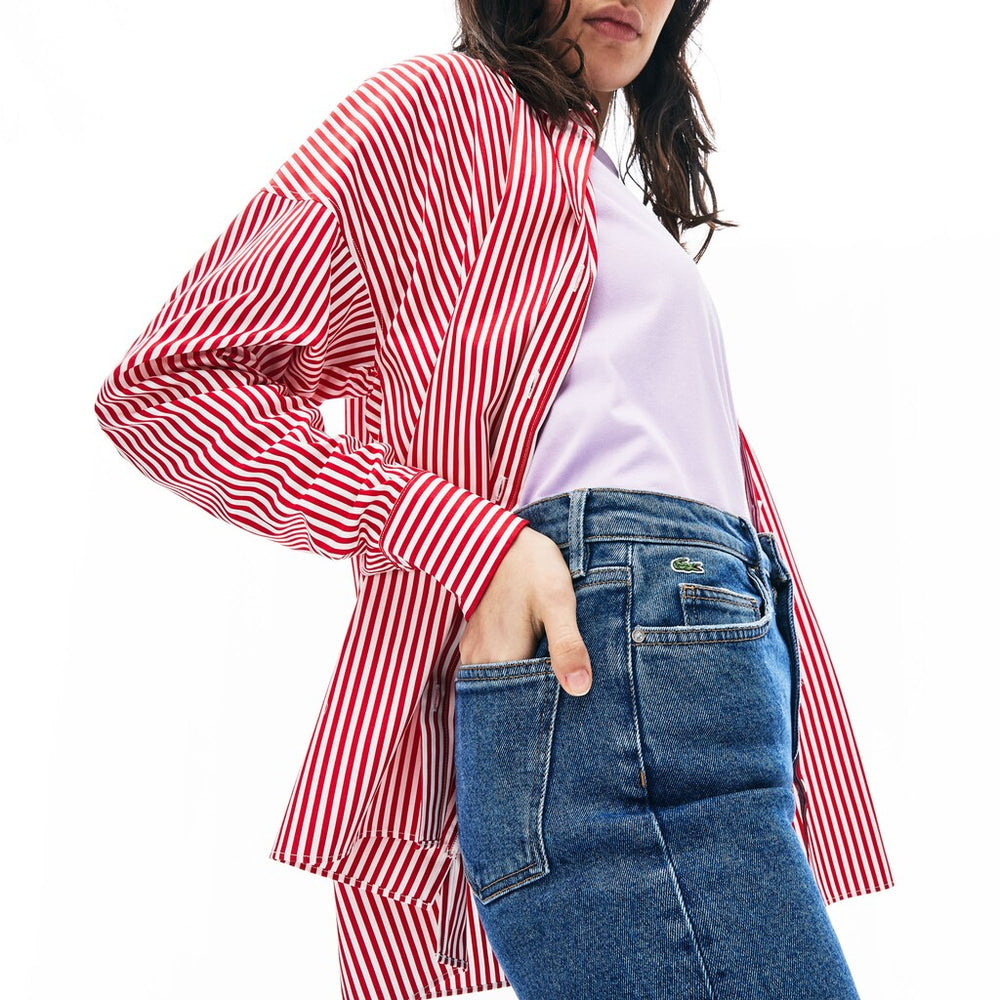 Women's LIVE High-Rise Washed Cotton Jeans / Lacoste