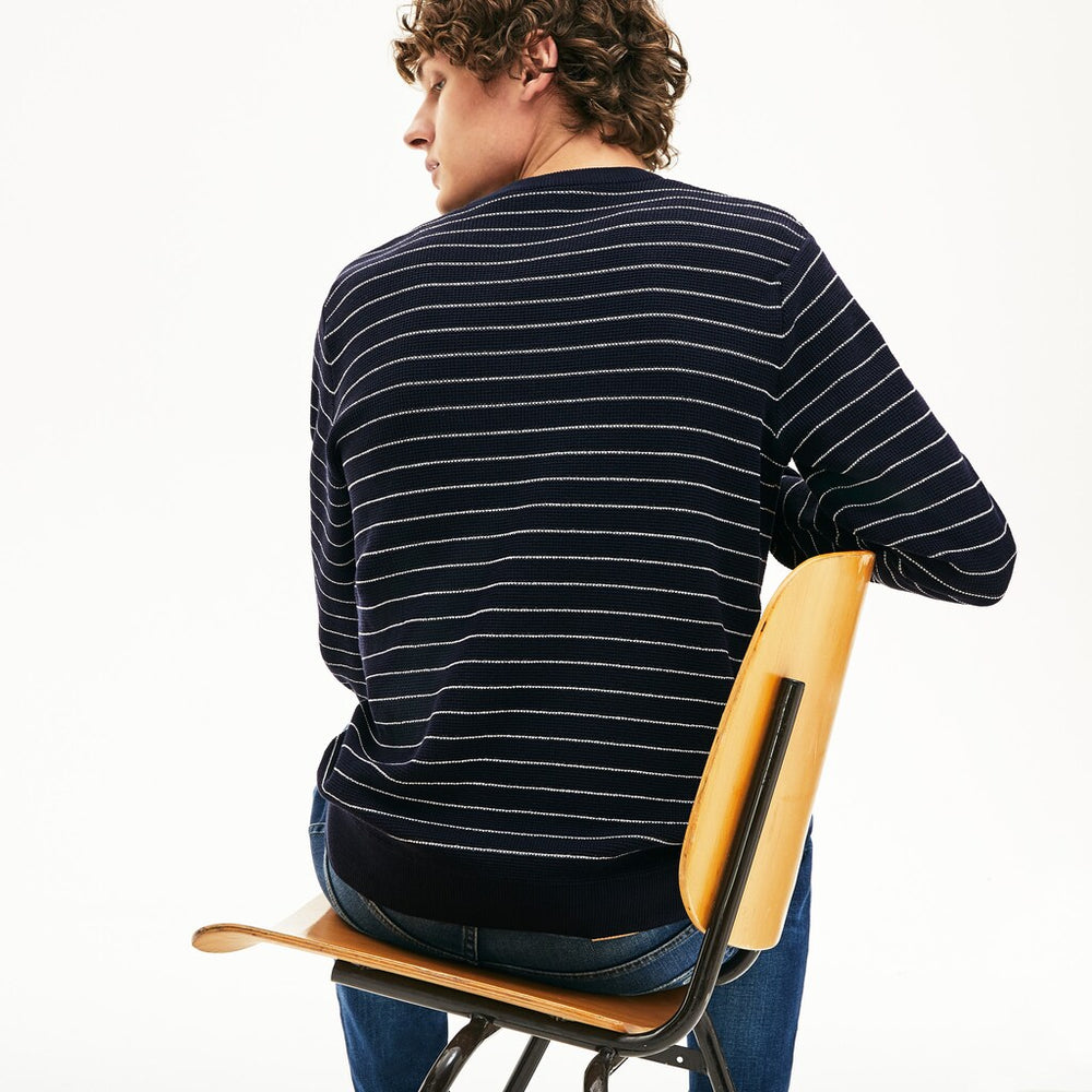 Men's Striped Textured Cotton Sweater / Lacoste