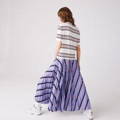 Women's Dissimilar Striped Pleated Jersey T-shirt Dress / Lacoste