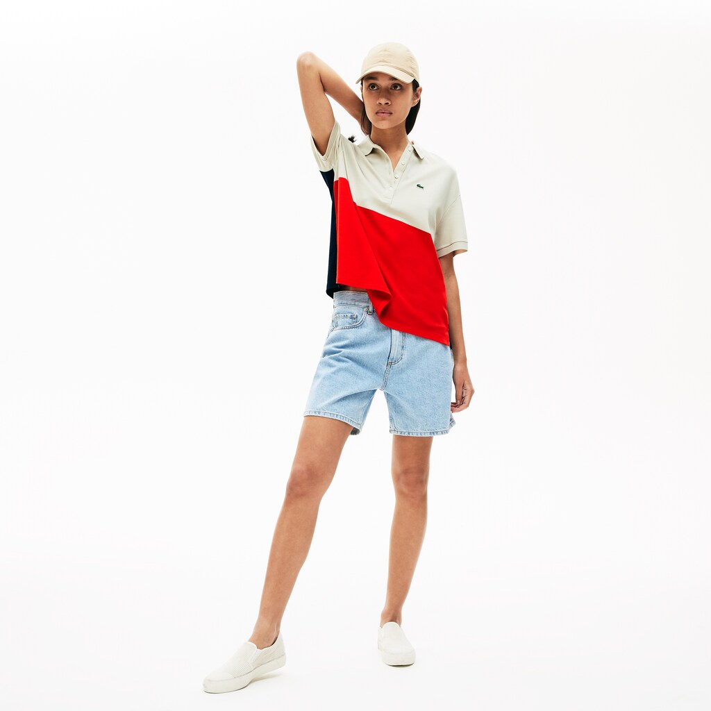 Women's Relaxed-Fit Lightweight Color-Block Piqué Polo / Lacoste