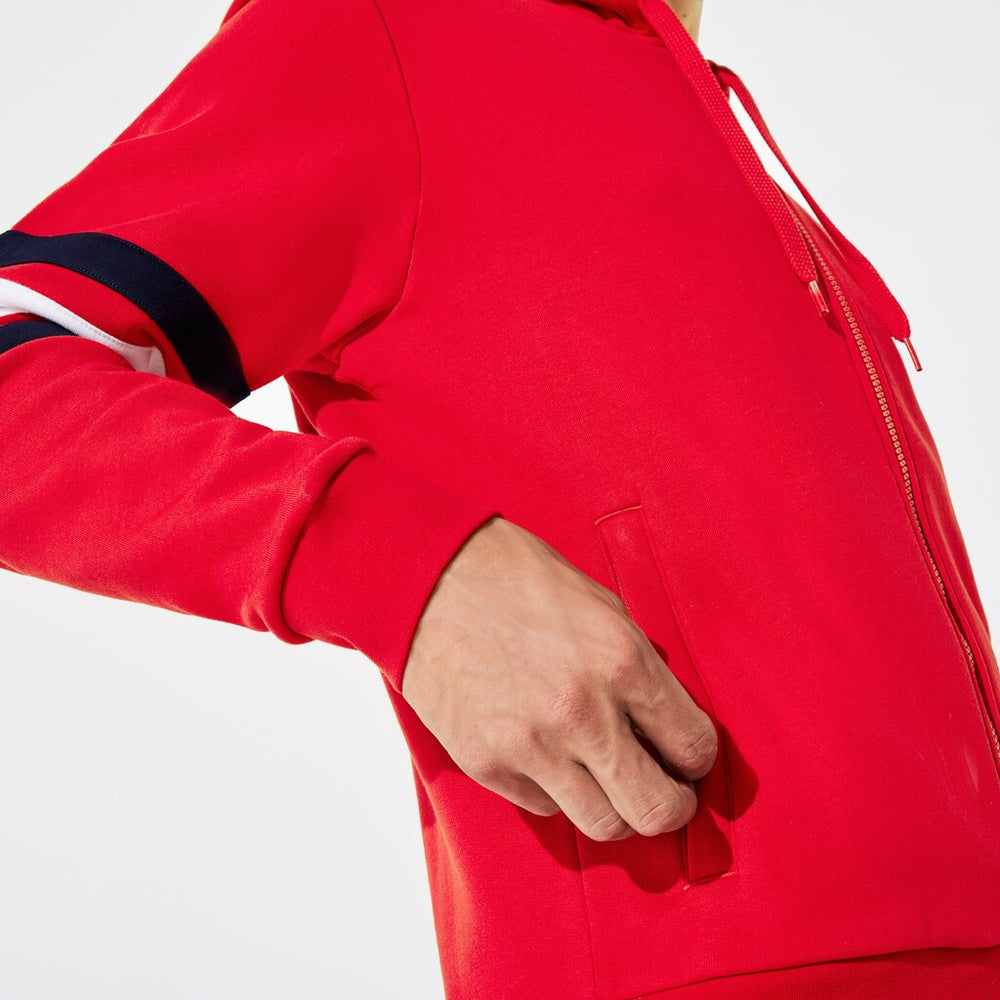 Men's SPORT Striped-Sleeve Hooded Zip Sweatshirt / Lacoste