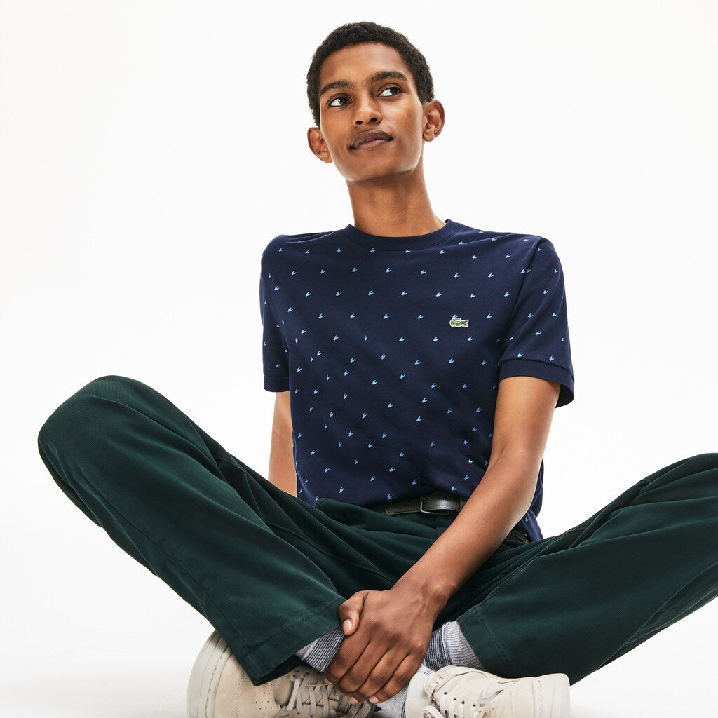 Men's Crewneck Mini Houndstooth Cotton T-shirt / Lacoste
