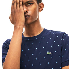 Men's Crewneck Mini Houndstooth Cotton T-shirt / Lacoste