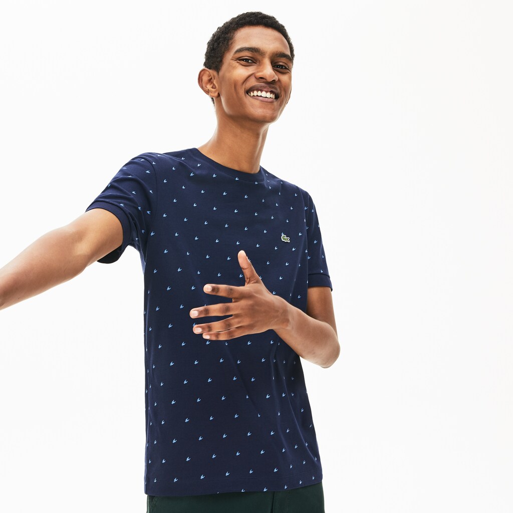 Men's Crewneck Mini Houndstooth Cotton T-shirt / Lacoste