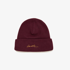 Unisex LIVE Signature Embroidered Cashmere-Blend Beanie / Lacoste