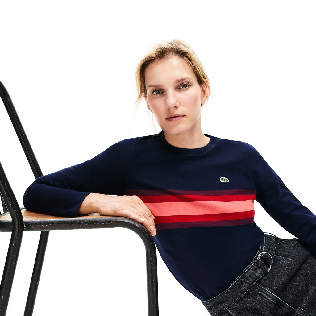 Women's Long Sleeve Multicolor Stripe T-Shirt / Lacoste