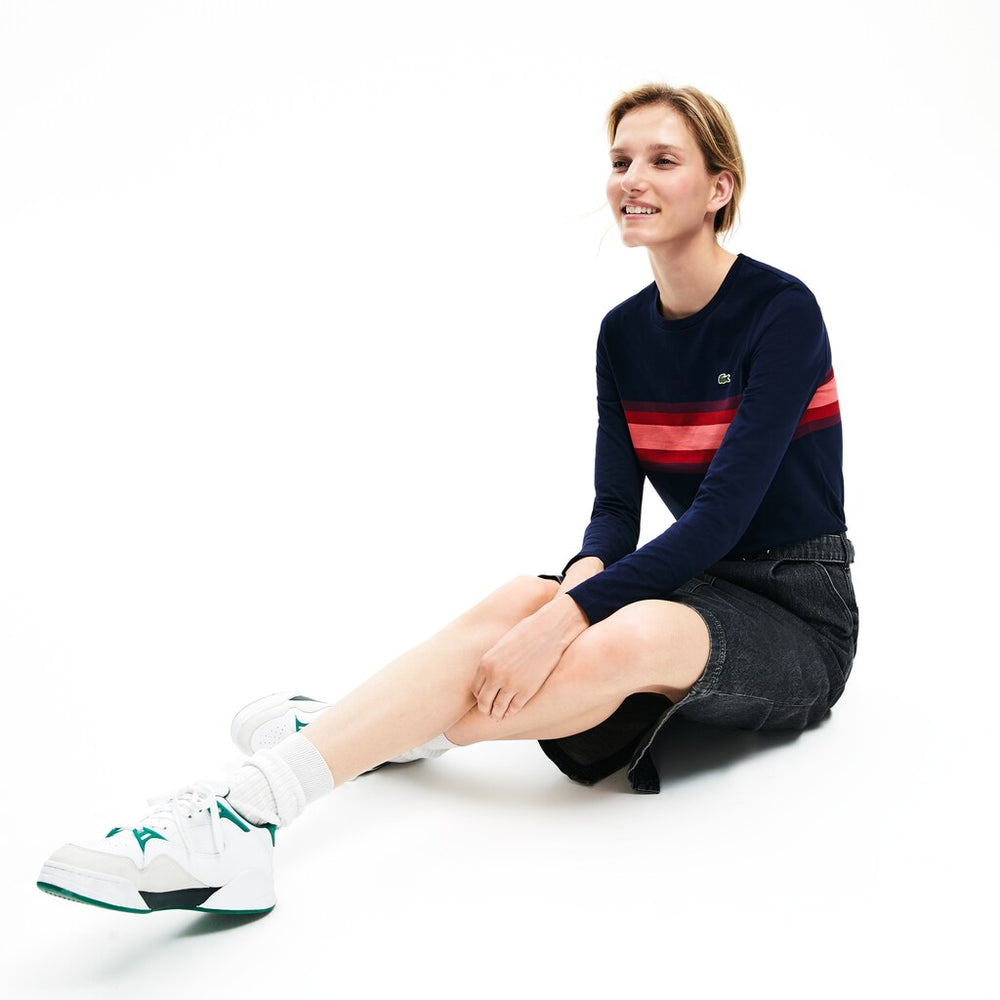 Women's Long Sleeve Multicolor Stripe T-Shirt / Lacoste
