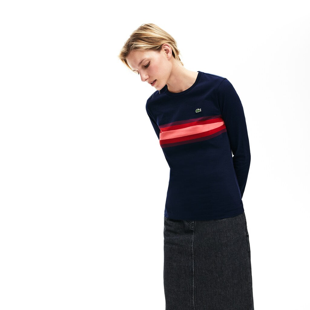 Women's Long Sleeve Multicolor Stripe T-Shirt / Lacoste
