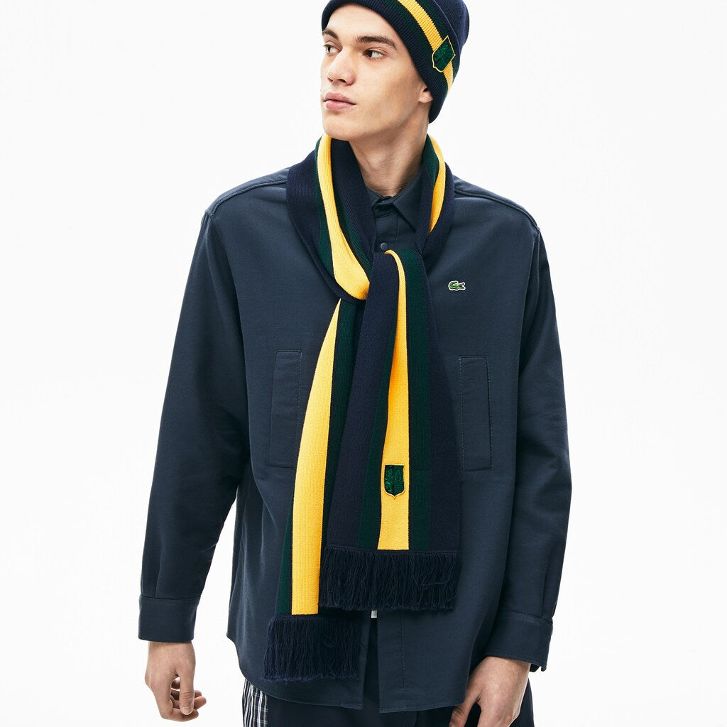 Unisex Lacoste LIVE Striped Cashmere And Cotton Scarf / Lacoste
