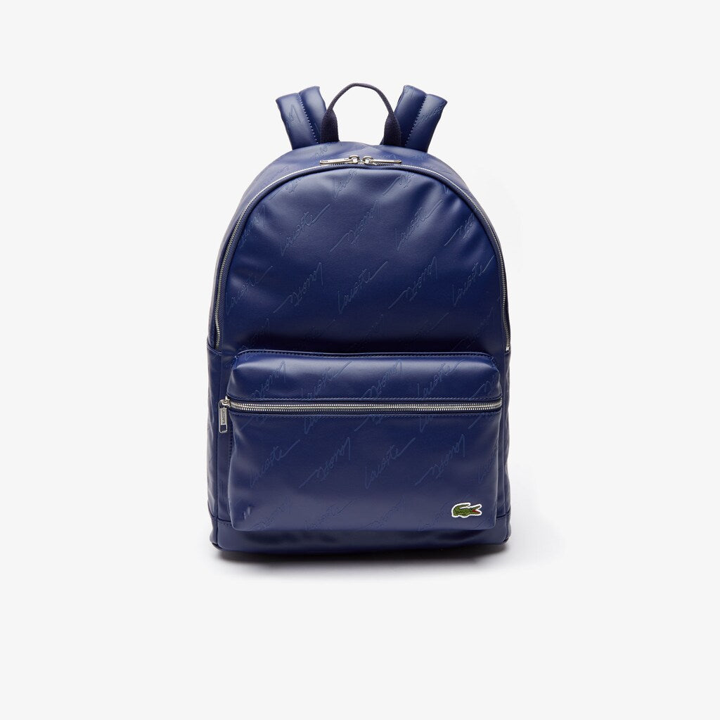 Men's Lacoste LIVE Signature Print Zippered Backpack / Lacoste