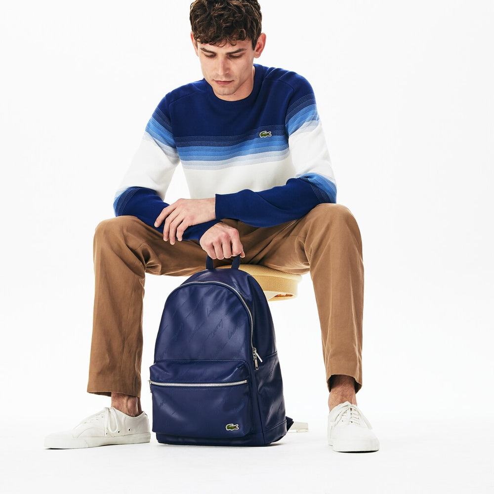 Men's Lacoste LIVE Signature Print Zippered Backpack / Lacoste