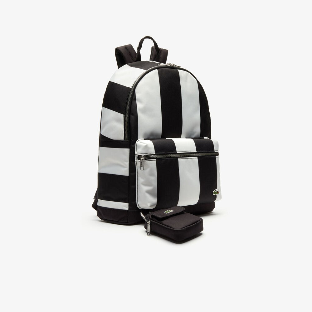 Men's Lacoste LIVE Detachable Pouch Striped Backpack / Lacoste
