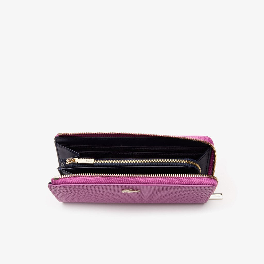 Women's Chantaco Piqué Leather 8-Card Zip Wallet / Lacoste