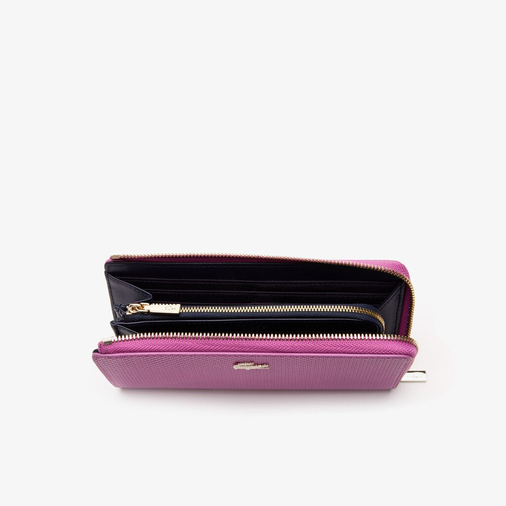 Women's Chantaco Piqué Leather 8-Card Zip Wallet / Lacoste