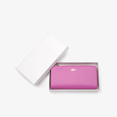 Women's Chantaco Piqué Leather 8-Card Zip Wallet / Lacoste