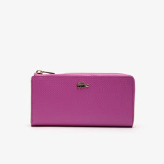 Women's Chantaco Piqué Leather 8-Card Zip Wallet / Lacoste