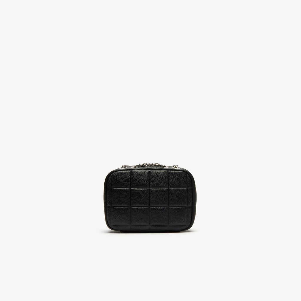 Women's Croco Crew Quilted Leather Zippered Shoulder Bag / Lacoste