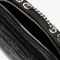 Women's Croco Crew Quilted Leather Zippered Shoulder Bag / Lacoste