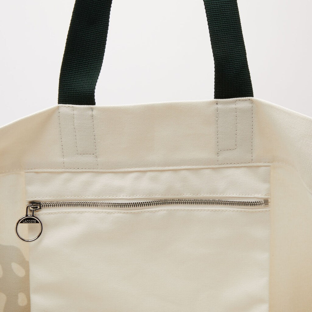 Women's Oversized Crocodile Print Cotton Large Tote / Lacoste