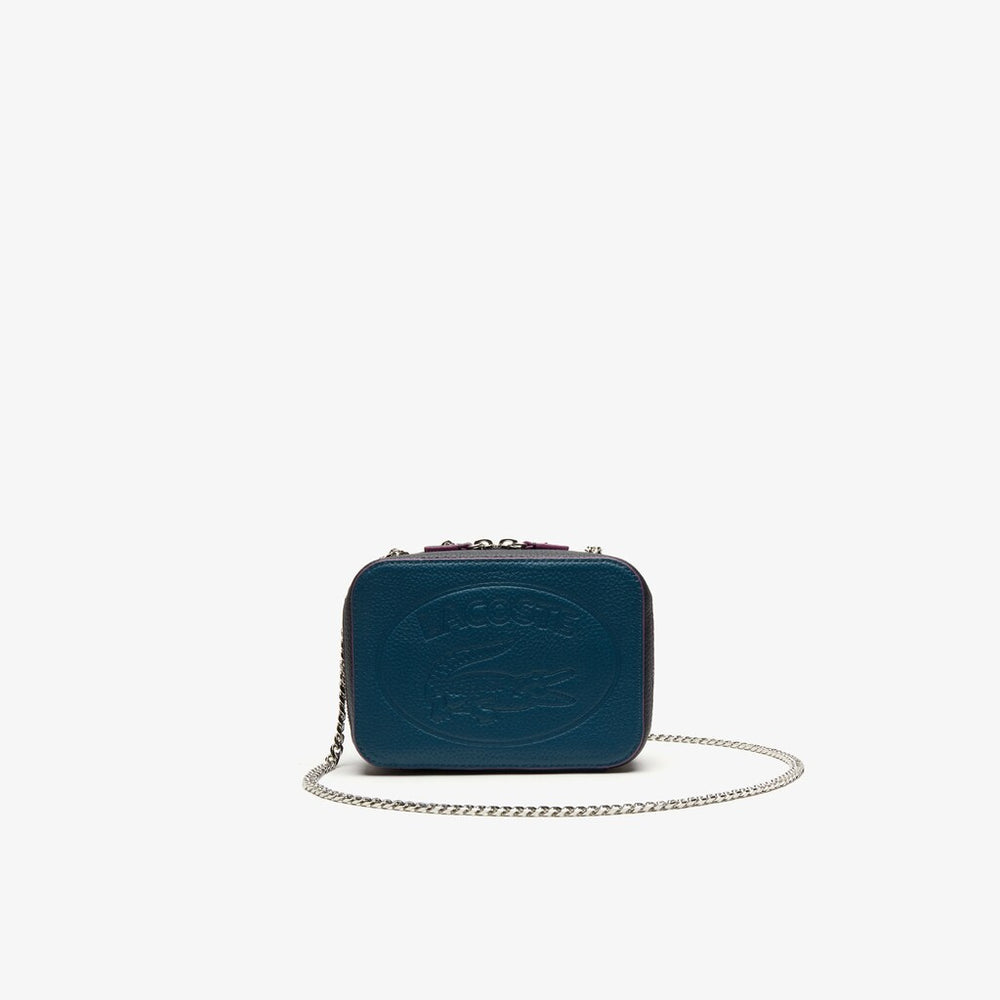 Women's Croco Crew Tricolour Leather Zippered Shoulder Bag / Lacoste