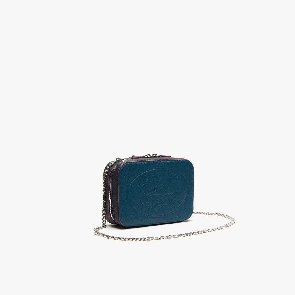 Women's Croco Crew Tricolour Leather Zippered Shoulder Bag / Lacoste