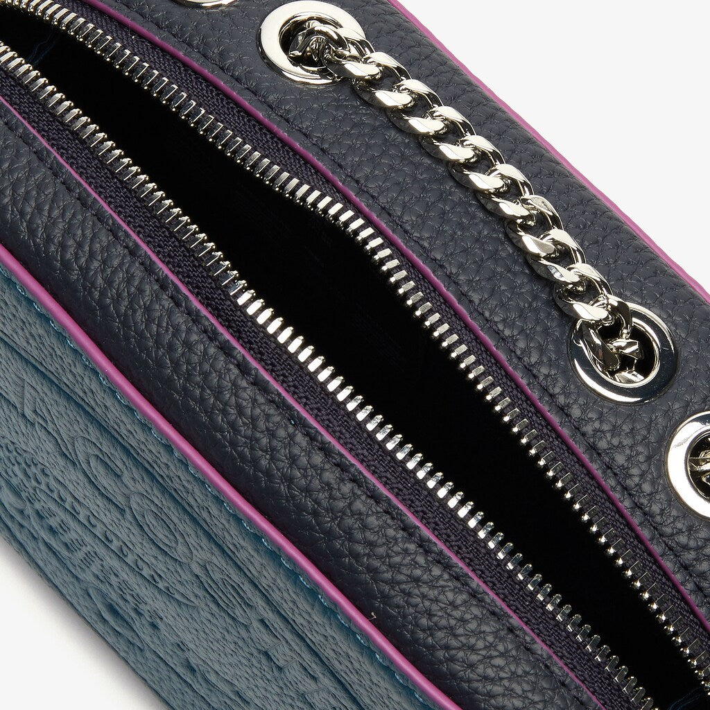 Women's Croco Crew Tricolour Leather Zippered Shoulder Bag / Lacoste