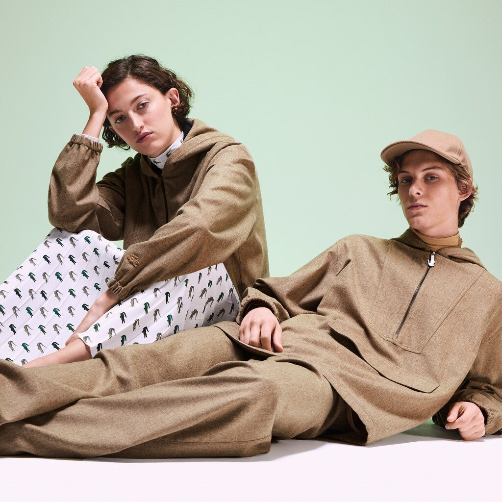 Unisex Fashion Show Hooded Solid Virgin Wool Jacket / Lacoste