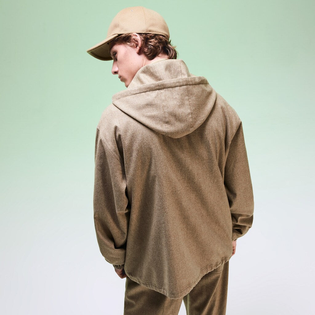 Unisex Fashion Show Hooded Solid Virgin Wool Jacket / Lacoste