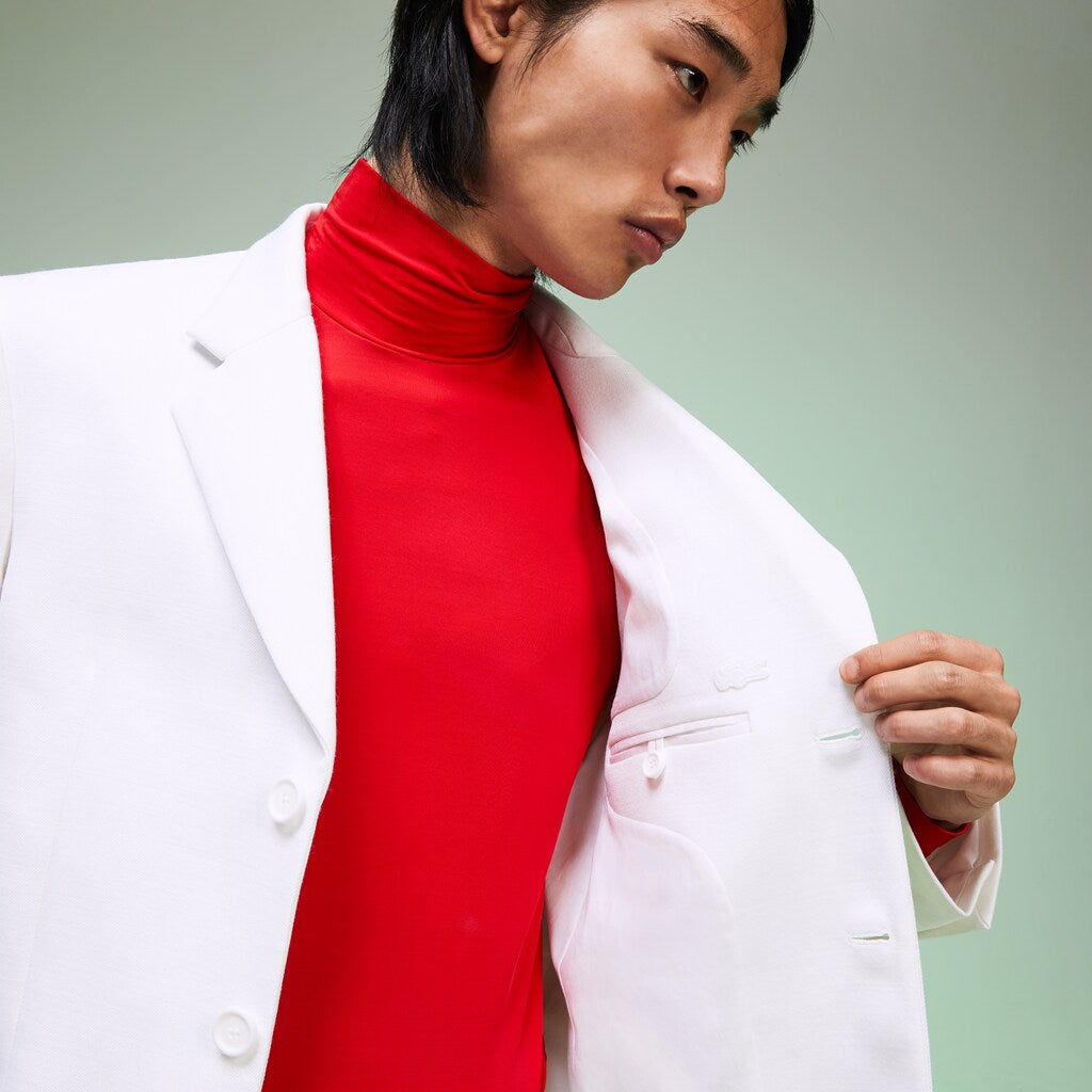 Men's Fashion Show Solid Blazer with Chest Pocket / Lacoste