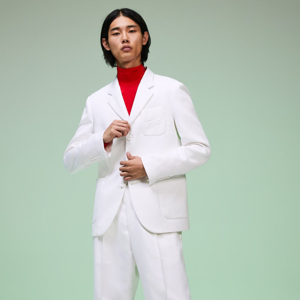 Men's Fashion Show Solid Blazer with Chest Pocket / Lacoste