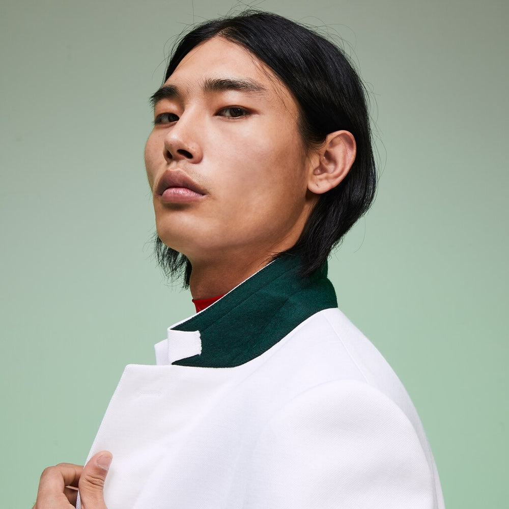 Men's Fashion Show Solid Blazer with Chest Pocket / Lacoste
