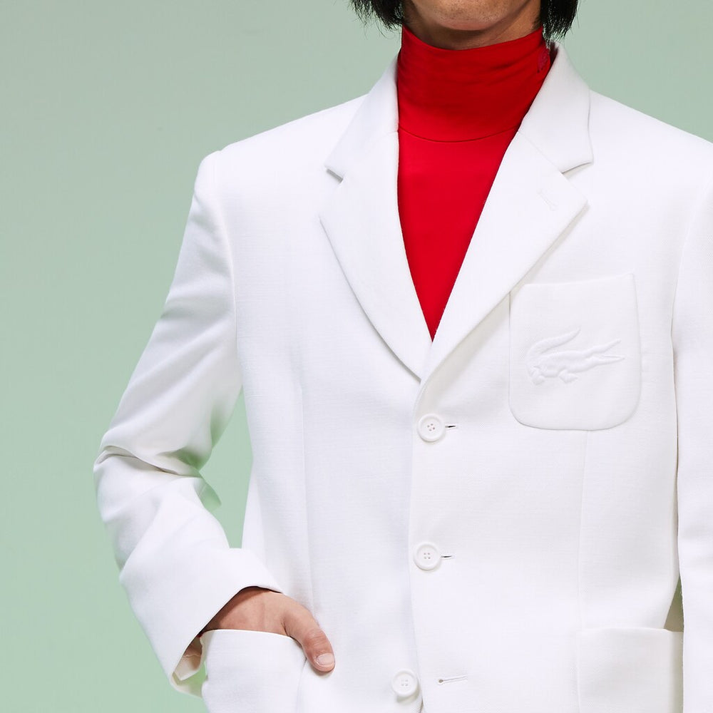 Men's Fashion Show Solid Blazer with Chest Pocket / Lacoste