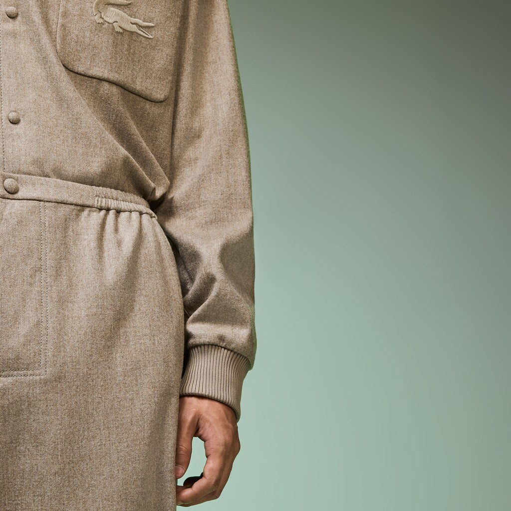 Men's Fashion Show Solid Wool Shirt with Chest Pocket / Lacoste