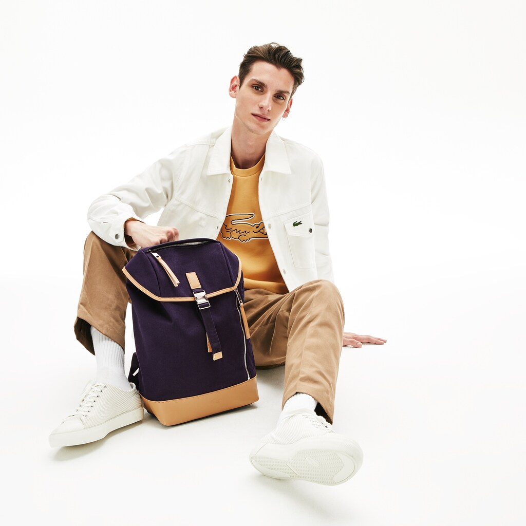 Men's Leather Finishes Cotton Flap Backpack / Lacoste