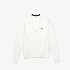 Women's Solid Cotton V-Neck Sweater / Lacoste